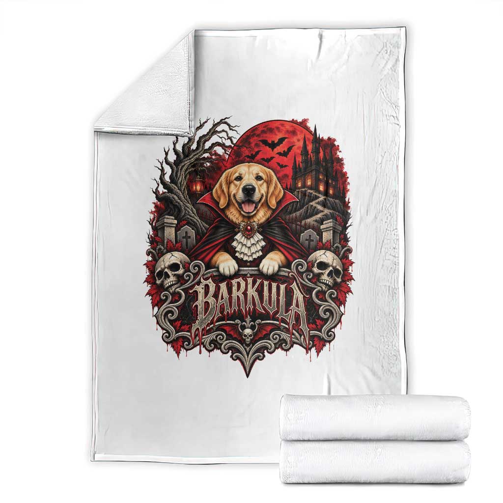 Halloween Barkula Vampire Golden Retriever Throw Blanket Gothic Spooky Dog Lover Holiday Gift