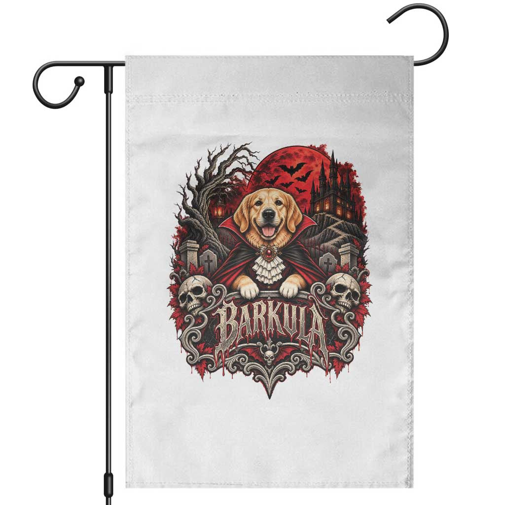 Halloween Barkula Vampire Golden Retriever Garden Flag Gothic Spooky Dog Lover Holiday Gift