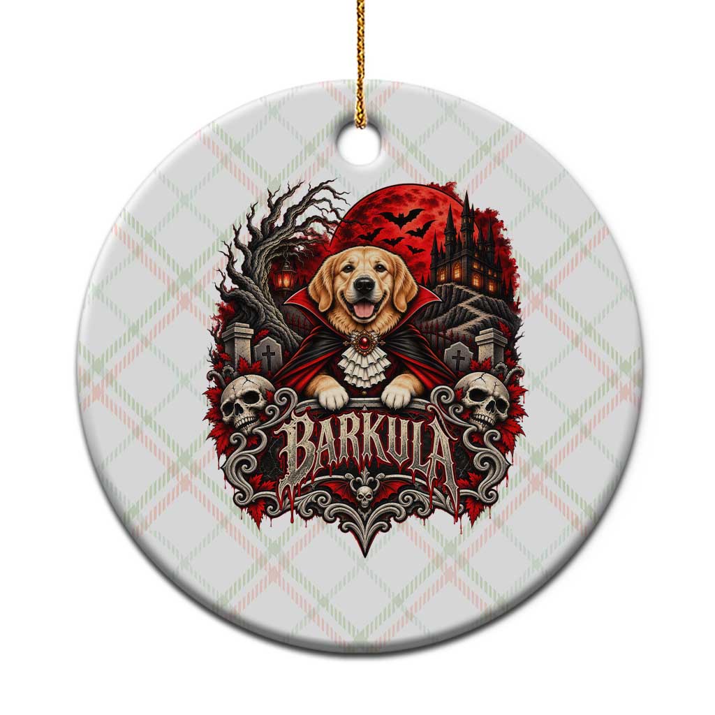 Halloween Barkula Vampire Golden Retriever Ceramic Ornament Gothic Spooky Dog Lover Holiday Gift