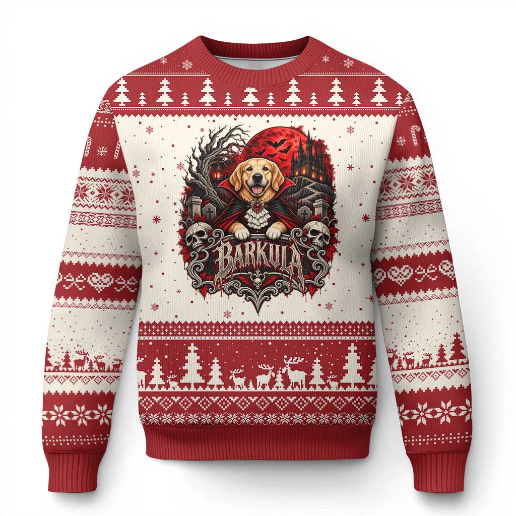 Halloween Barkula Vampire Golden Retriever Ugly Christmas Sweater Gothic Spooky Dog Lover Holiday Gift