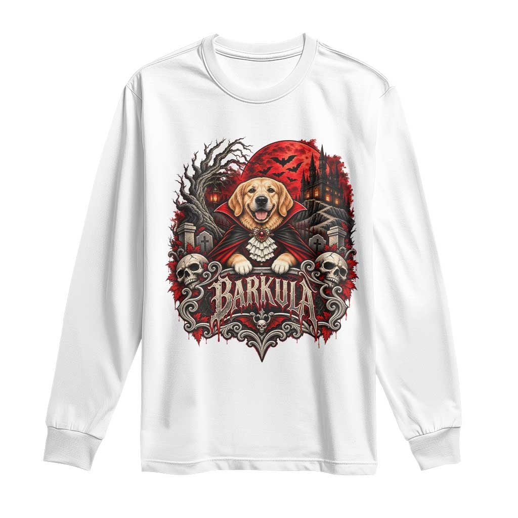 Halloween Barkula Vampire Golden Retriever Long Sleeve Shirt Gothic Spooky Dog Lover Holiday Gift
