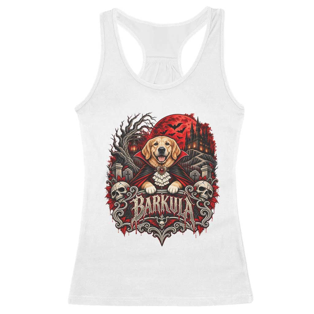 Halloween Barkula Vampire Golden Retriever Racerback Tank Top Gothic Spooky Dog Lover Holiday Gift