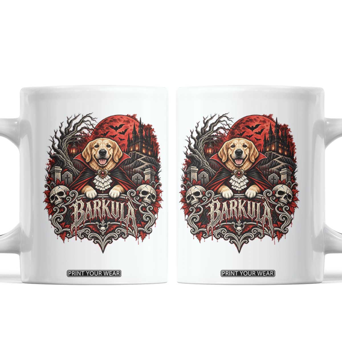 Halloween Barkula Vampire Golden Retriever Coffee Mug Gothic Spooky Dog Lover Holiday Gift