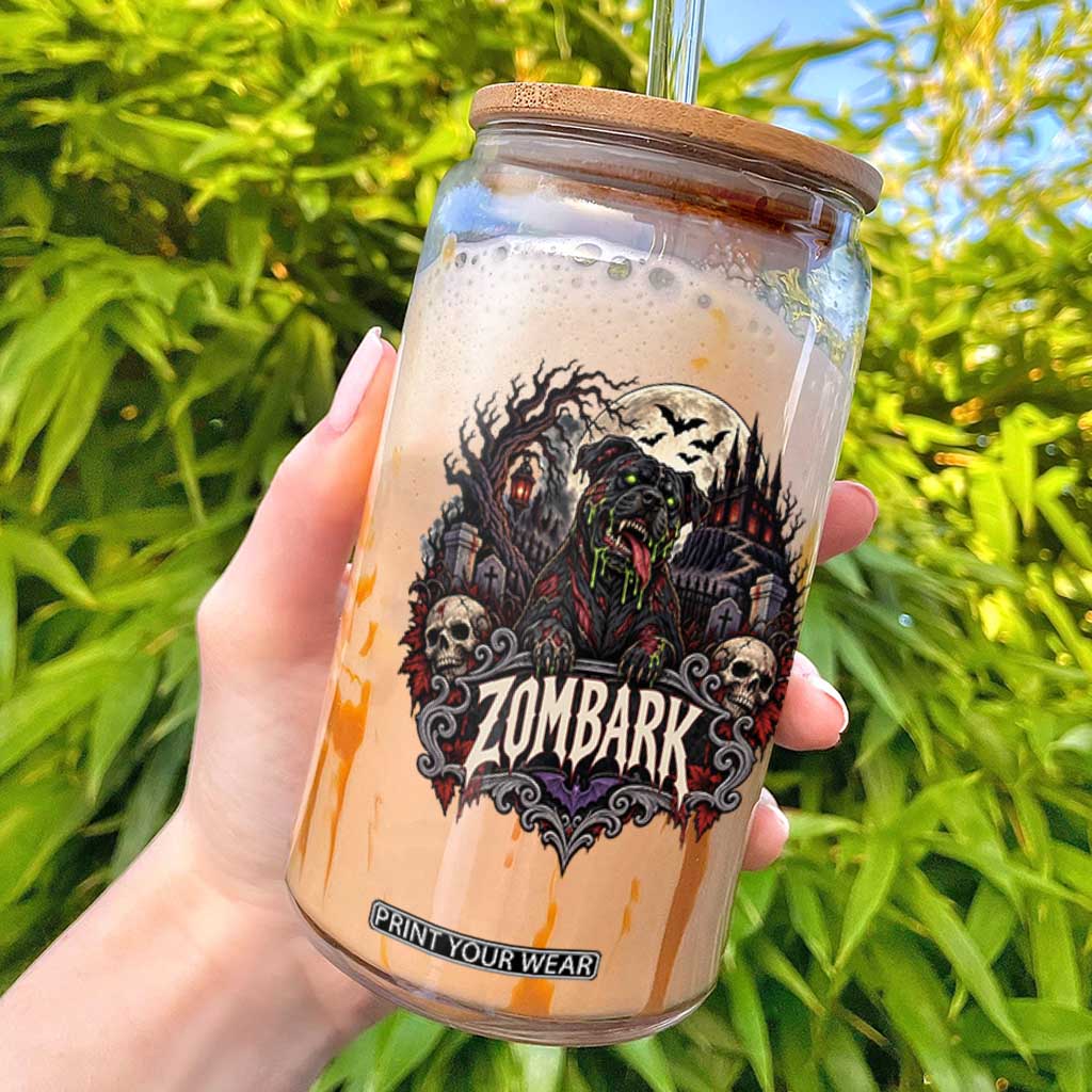 Halloween Zombark Pitbull Zombie Glass Can Spooky Gothic Dog Lover Halloween Gift