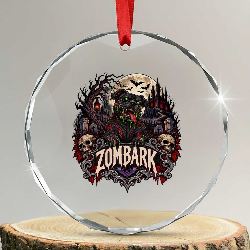Halloween Zombark Pitbull Zombie Crystal Glass Ornament Spooky Gothic Dog Lover Halloween Gift
