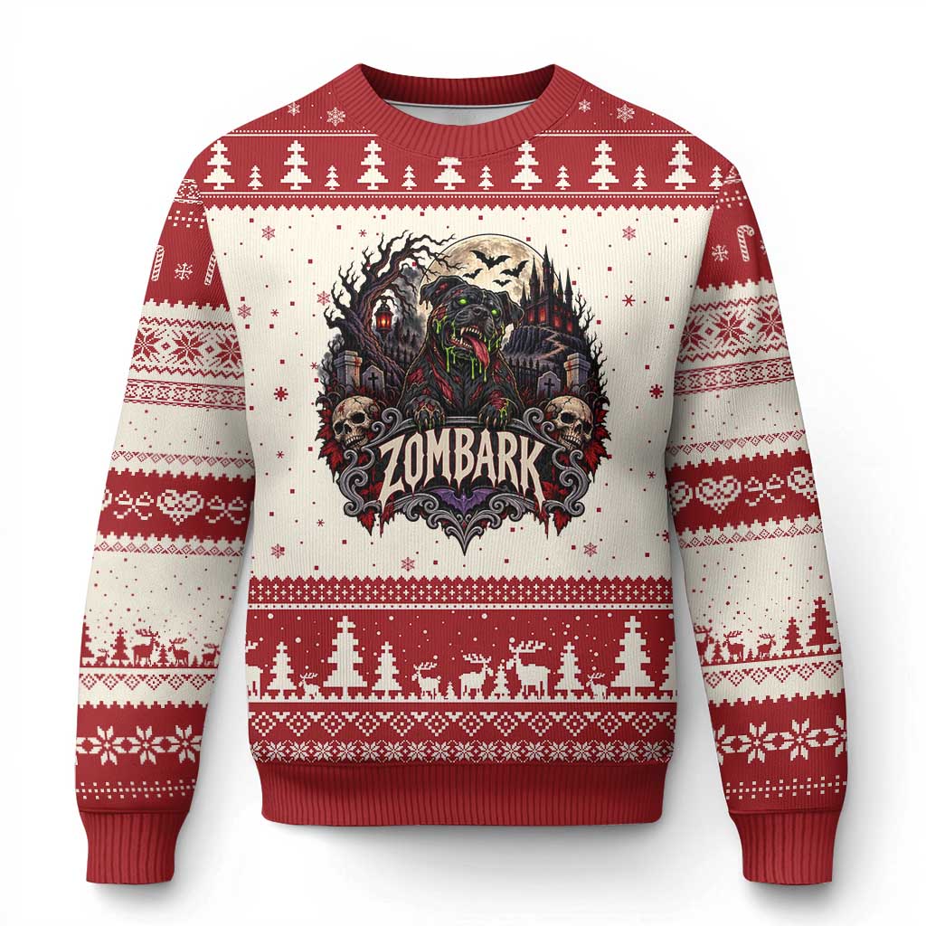 Halloween Zombark Pitbull Zombie Ugly Christmas Sweater Spooky Gothic Dog Lover Halloween Gift