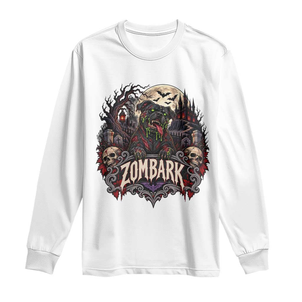 Halloween Zombark Pitbull Zombie Long Sleeve Shirt Spooky Gothic Dog Lover Halloween Gift