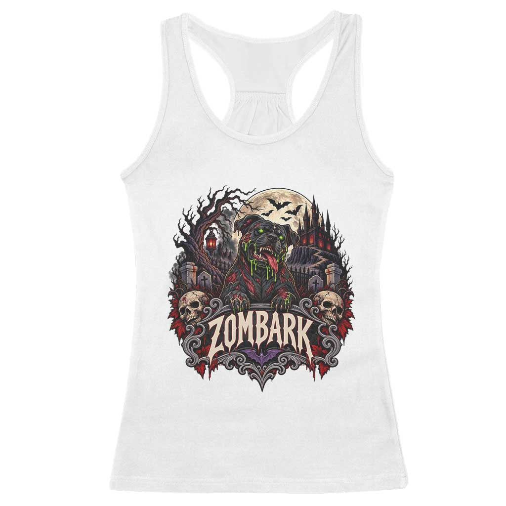 Halloween Zombark Pitbull Zombie Racerback Tank Top Spooky Gothic Dog Lover Halloween Gift