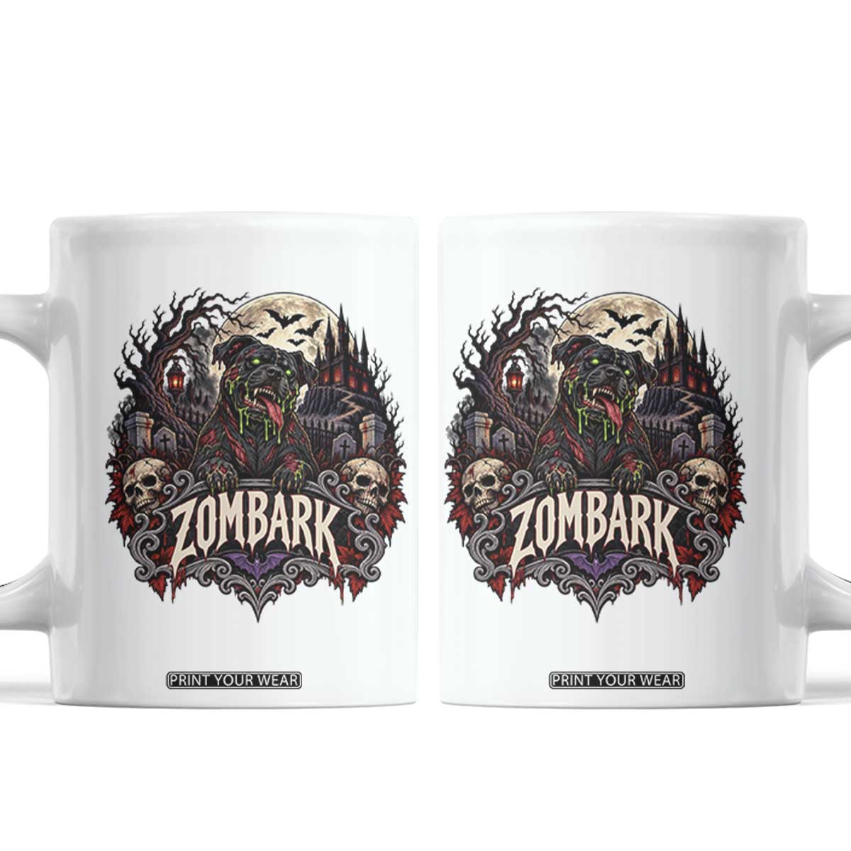 Halloween Zombark Pitbull Zombie Coffee Mug Spooky Gothic Dog Lover Halloween Gift