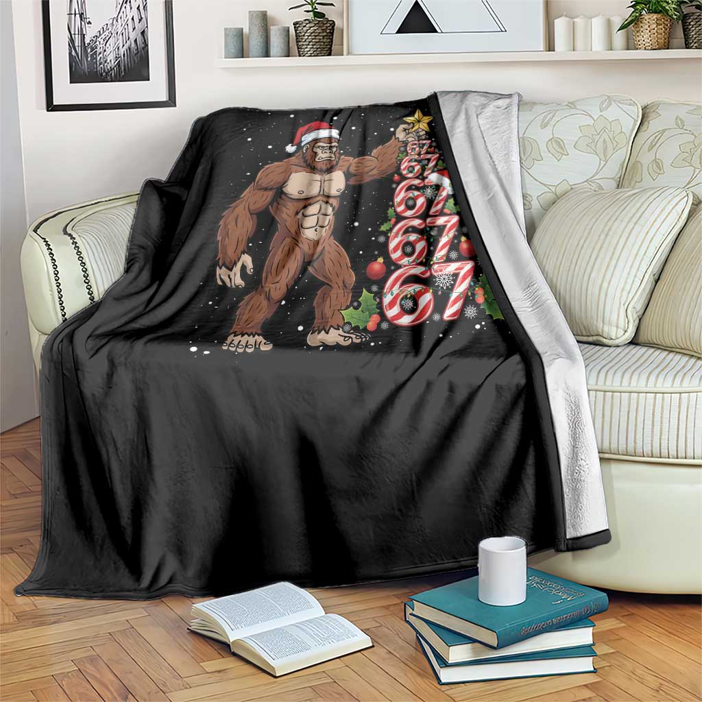 Bigfoot Christmas Tree 67 Throw Blanket Holiday Six Seven Meme Brainrot Gift TS12 Print Your Wear