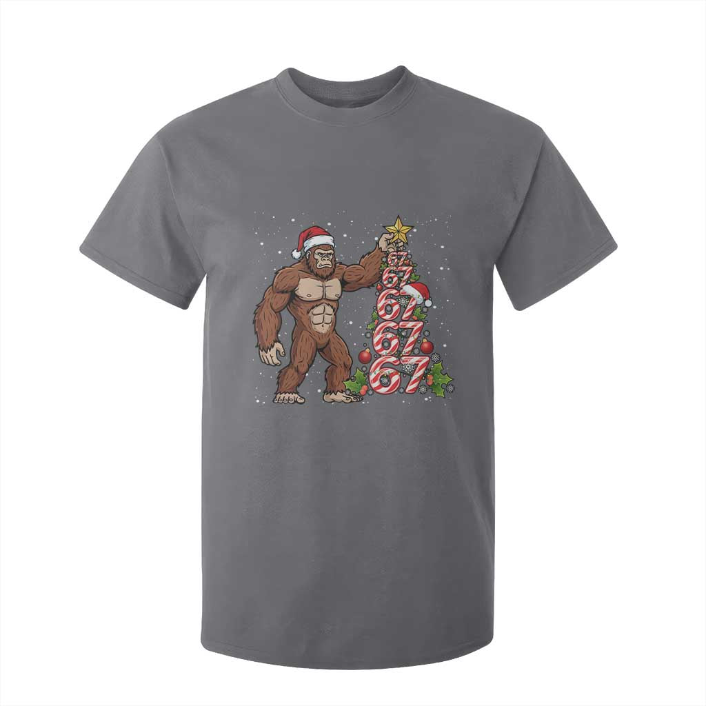Bigfoot Christmas Tree 67 T Shirt For Kid Holiday Six Seven Meme Brainrot Gift TS12 Charcoal Print Your Wear