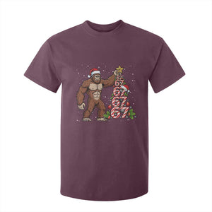 Bigfoot Christmas Tree 67 T Shirt For Kid Holiday Six Seven Meme Brainrot Gift TS12 Maroon Print Your Wear