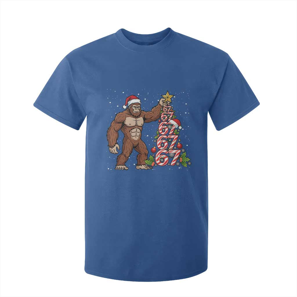 Bigfoot Christmas Tree 67 T Shirt For Kid Holiday Six Seven Meme Brainrot Gift TS12 Royal Blue Print Your Wear