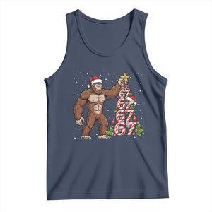 Bigfoot Christmas Tree 67 Tank Top Holiday Six Seven Meme Brainrot Gift TS12 Navy Print Your Wear