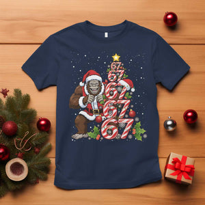 Trending Six Seven Meme Bigfoot Christmas Tree T Shirt Holiday Gift TS12 Navy Print Your Wear
