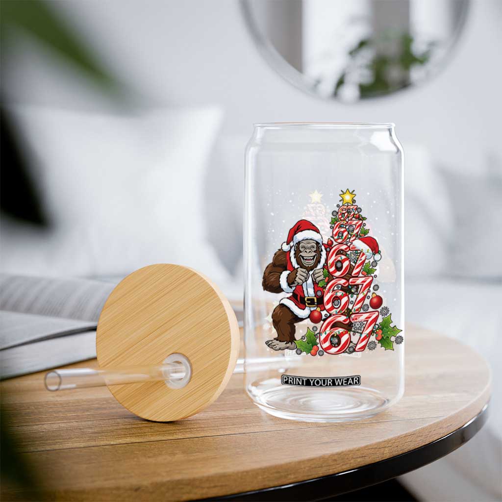Trending Six Seven Meme Bigfoot Christmas Tree Glass Can Holiday Gift TS12 Print Your Wear