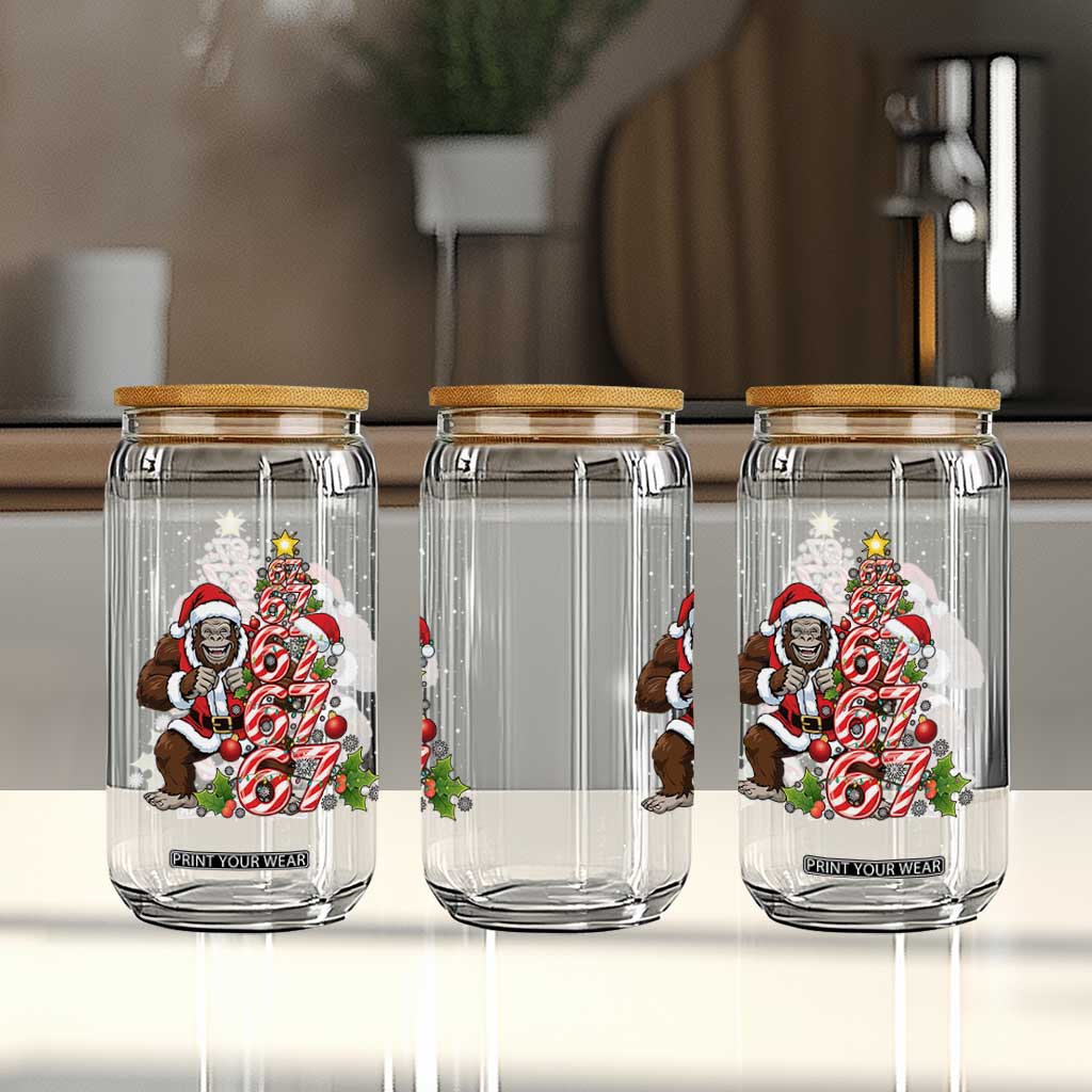 Trending Six Seven Meme Bigfoot Christmas Tree Glass Can Holiday Gift TS12 Print Your Wear