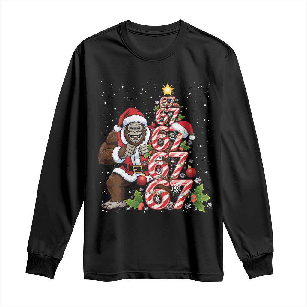 Trending Six Seven Meme Bigfoot Christmas Tree Long Sleeve Shirt Holiday Gift TS12 Black Print Your Wear