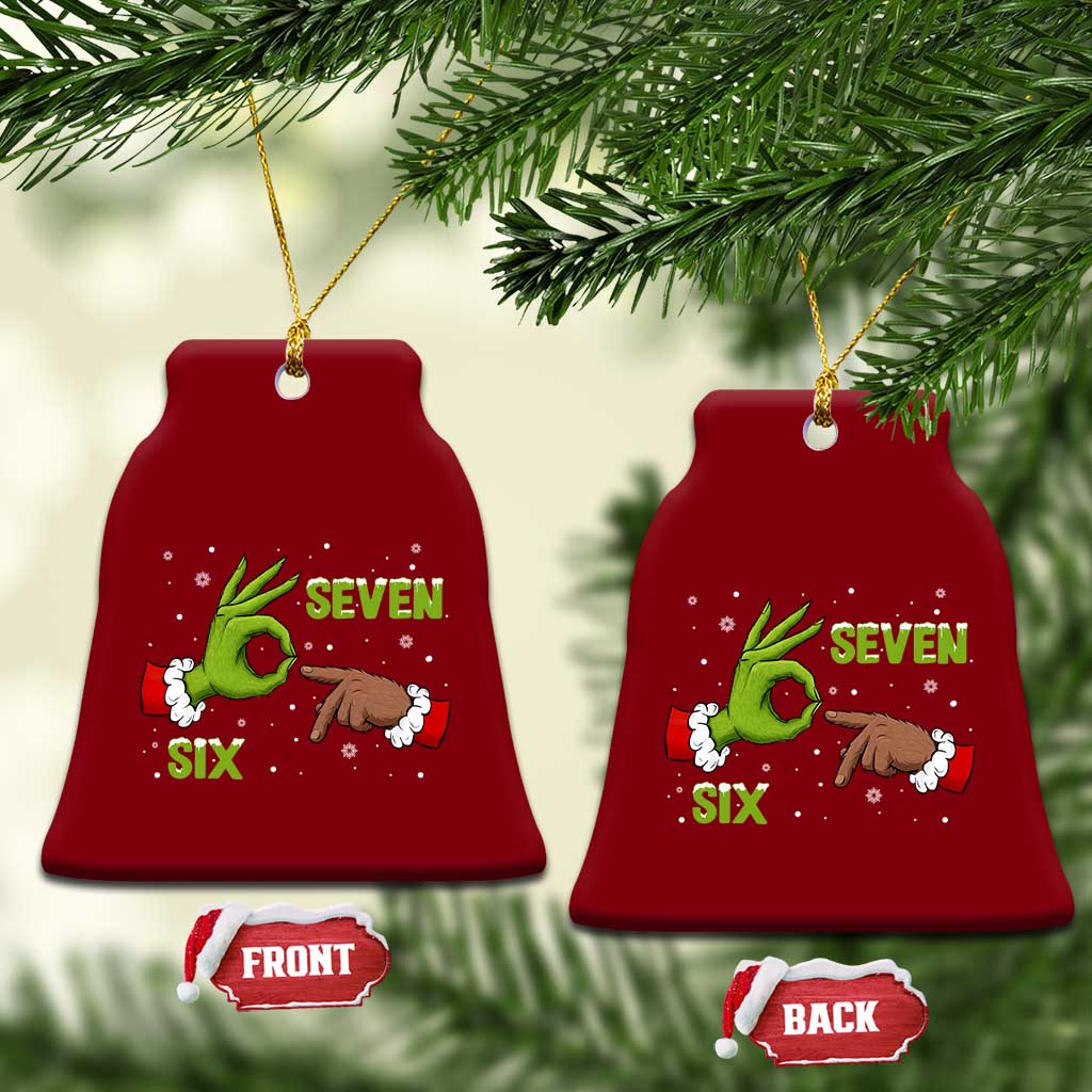 Funny Green And Bigfoot Six Seven Meme Ceramic Ornament Christmas Trend Gift TS12 Print Your Wear