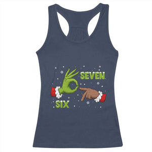 Funny Green And Bigfoot Six Seven Meme Racerback Tank Top Christmas Trend Gift TS12 Navy Print Your Wear