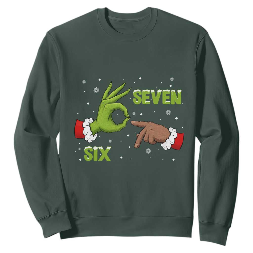 Funny Green And Bigfoot Six Seven Meme Sweatshirt Christmas Trend Gift TS12 Dark Forest Green Print Your Wear