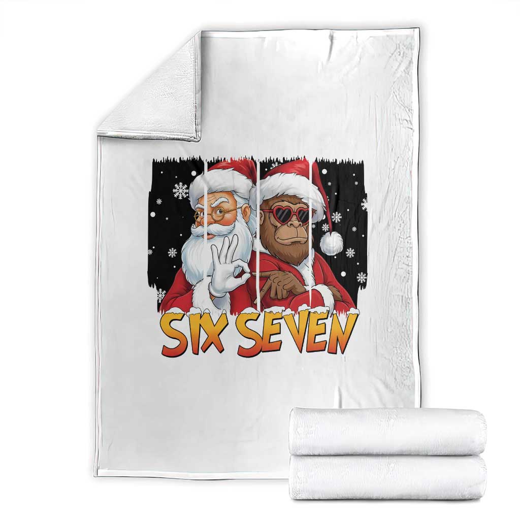 Six Seven Meme Santa Bigfoot Throw Blanket 67 Viral Gen Alpha Slang Christmas Gift TS12 White Print Your Wear
