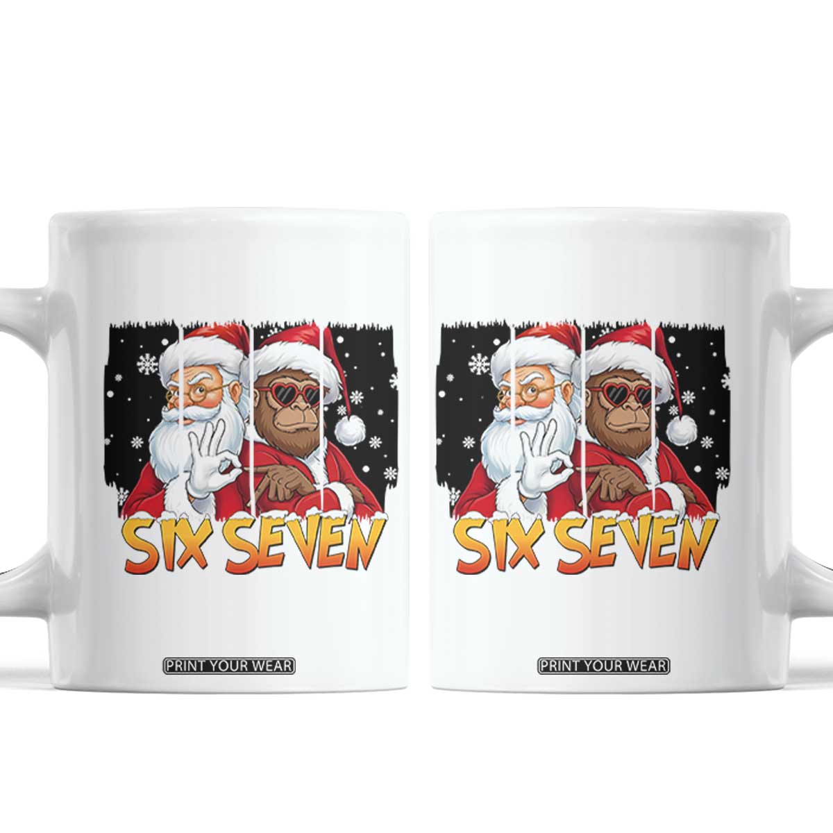 Six Seven Meme Santa Bigfoot Coffee Mug 67 Viral Gen Alpha Slang Christmas Gift TS12 White Print Your Wear