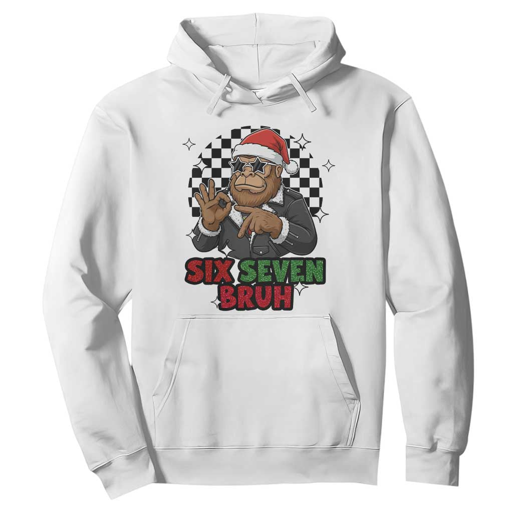 Biker Santa Six Seven Bruh Hoodie Christmas Gift For Gen Z TS12 White Print Your Wear