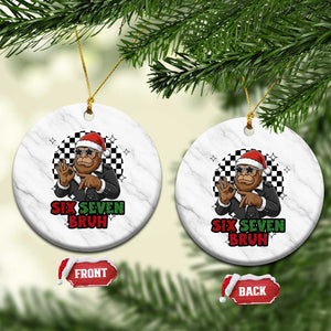 Biker Santa Six Seven Bruh Ceramic Ornament Christmas Gift For Gen Z TS12 1pc White Marble Print Your Wear