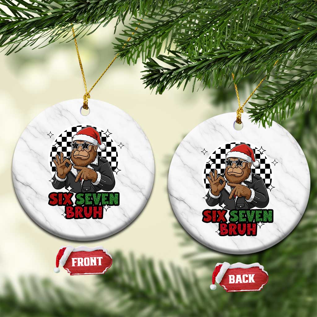 Biker Santa Six Seven Bruh Ceramic Ornament Christmas Gift For Gen Z TS12 1pc White Marble Print Your Wear