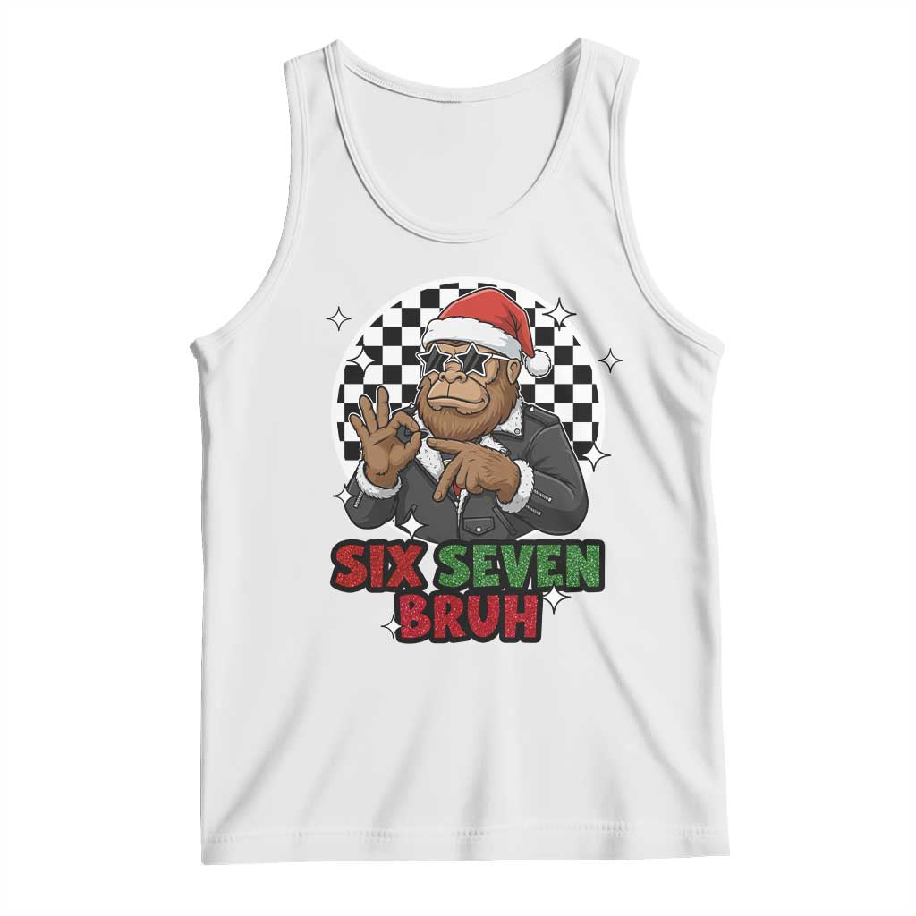 Biker Santa Six Seven Bruh Tank Top Christmas Gift For Gen Z TS12 White Print Your Wear