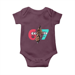 Bigfoot Six Seven Meme Baby Onesie 67 Viral Gen Alpha Slang Gift TS12 Maroon Print Your Wear