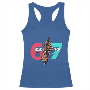 Bigfoot Six Seven Meme Racerback Tank Top 67 Viral Gen Alpha Slang Gift TS12 Royal Blue Print Your Wear