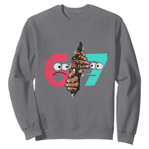 Bigfoot Six Seven Meme Sweatshirt 67 Viral Gen Alpha Slang Gift TS12 Charcoal Print Your Wear