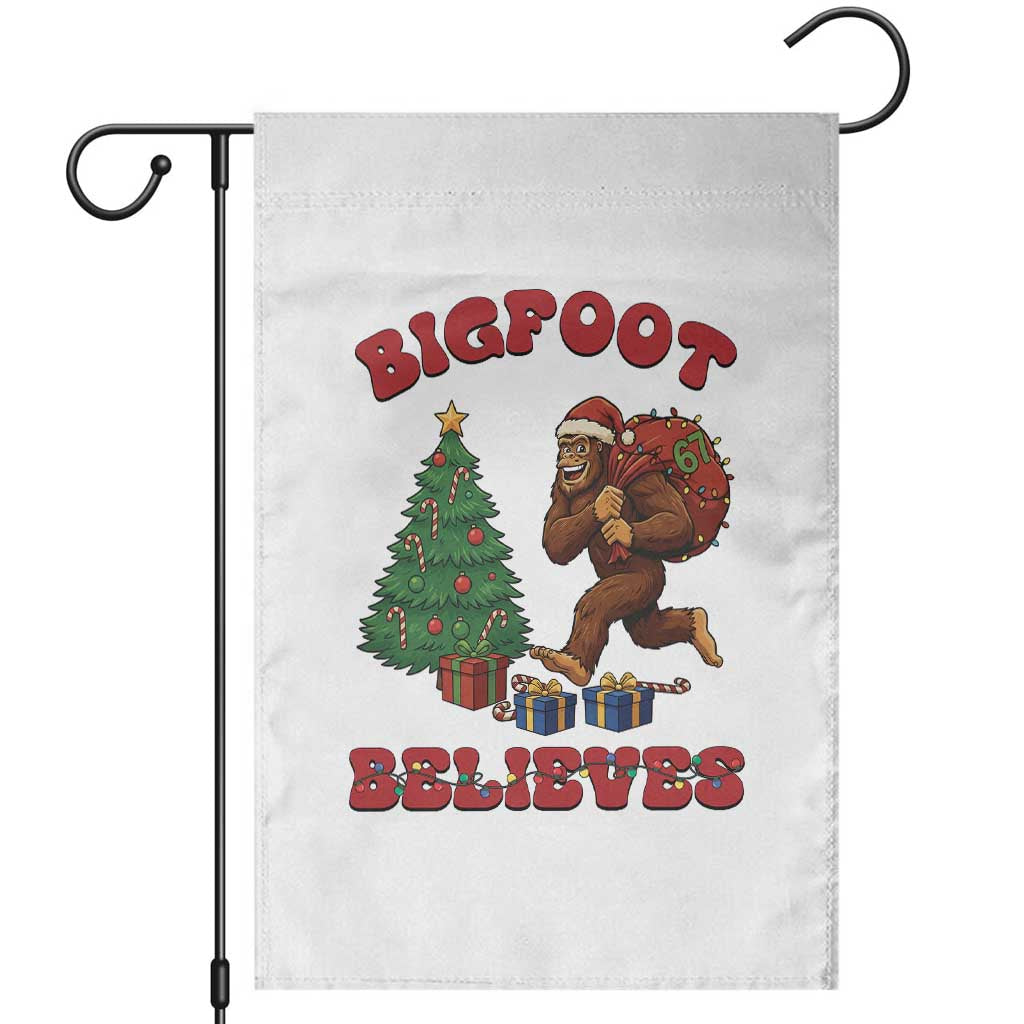 Funny Bigfoot Santa Believes Six Seven Meme Garden Flag Trendy Gen Z Xmas Gift TS12 White Print Your Wear