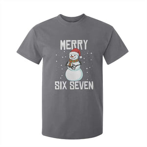 Funny Snowman Merry Six Seven Meme T Shirt For Kid Christmas Trending 67 Gift TS12 Charcoal Print Your Wear