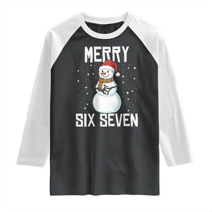 Funny Snowman Merry Six Seven Meme Raglan Shirt Christmas Trending 67 Gift TS12 Black White Print Your Wear