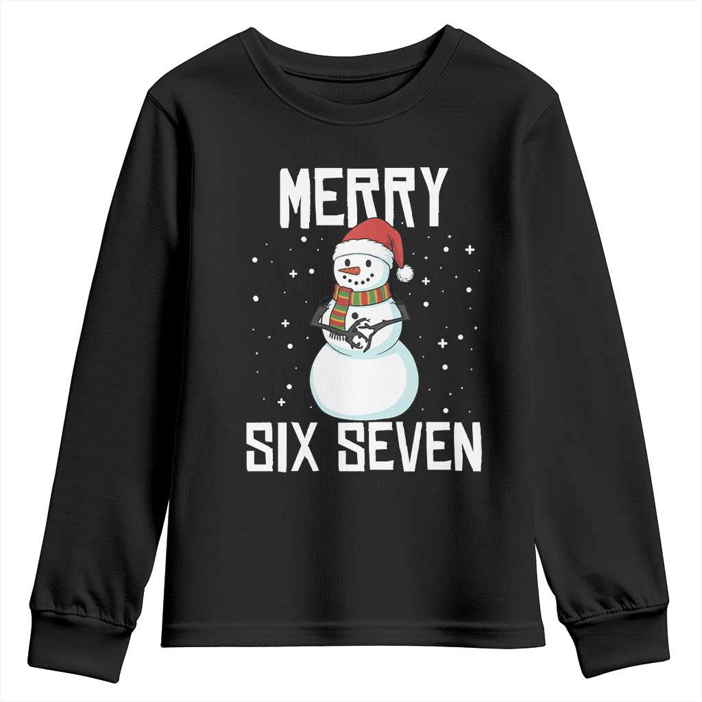 Funny Snowman Merry Six Seven Meme Youth Sweatshirt Christmas Trending 67 Gift TS12 Black Print Your Wear