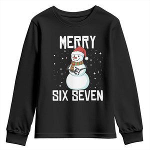 Funny Snowman Merry Six Seven Meme Youth Sweatshirt Christmas Trending 67 Gift TS12 Black Print Your Wear