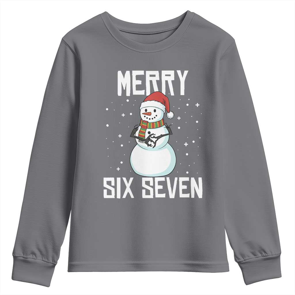 Funny Snowman Merry Six Seven Meme Youth Sweatshirt Christmas Trending 67 Gift TS12 Charcoal Print Your Wear