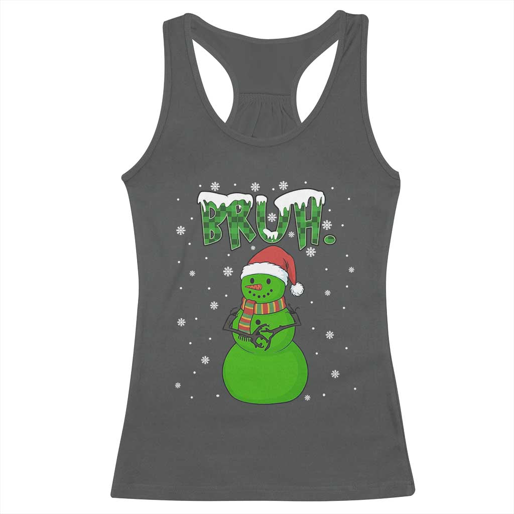 Funny Green Snowman Six Seven Meme Racerback Tank Top Christmas Gift For Gen Z TS12 Dark Heather Print Your Wear
