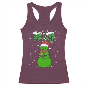 Funny Green Snowman Six Seven Meme Racerback Tank Top Christmas Gift For Gen Z TS12 Maroon Print Your Wear