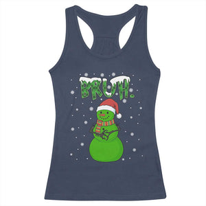 Funny Green Snowman Six Seven Meme Racerback Tank Top Christmas Gift For Gen Z TS12 Navy Print Your Wear