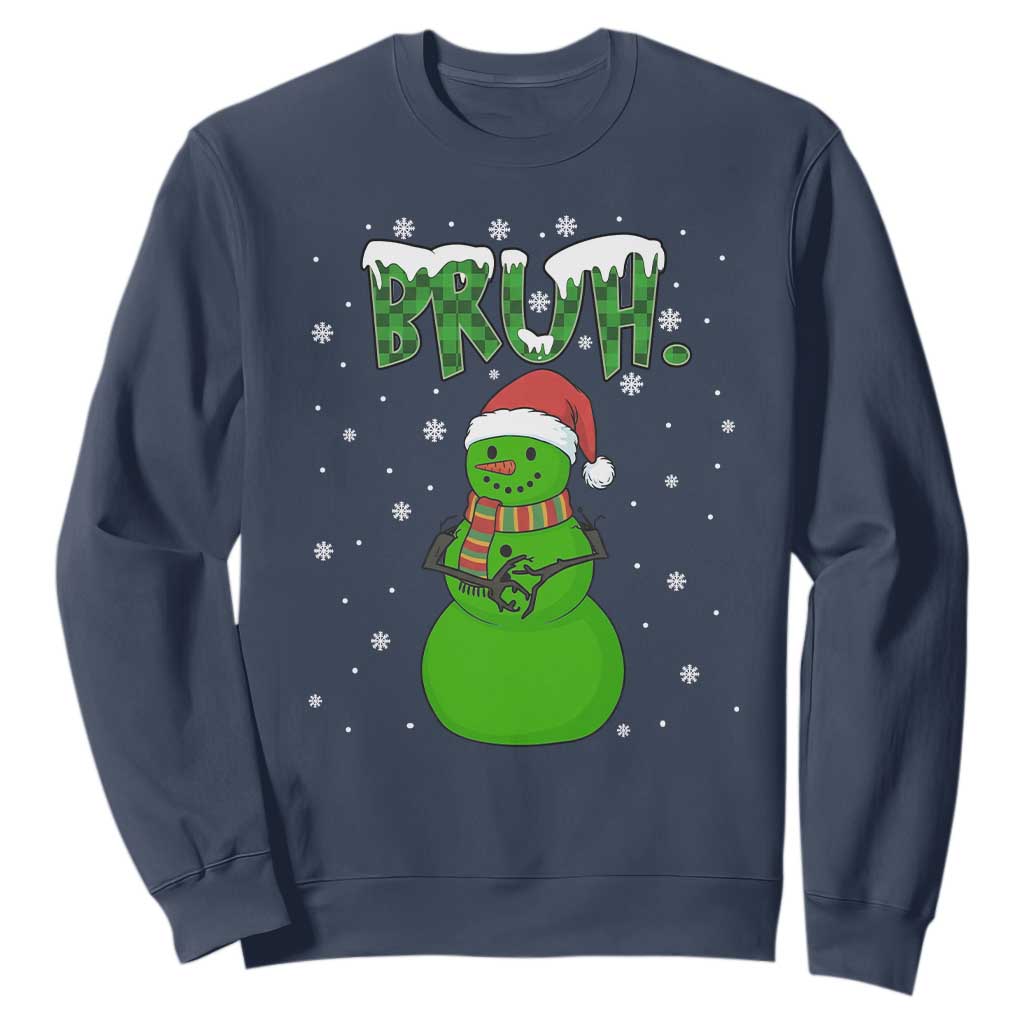 Funny Green Snowman Six Seven Meme Sweatshirt Christmas Gift For Gen Z TS12 Navy Print Your Wear