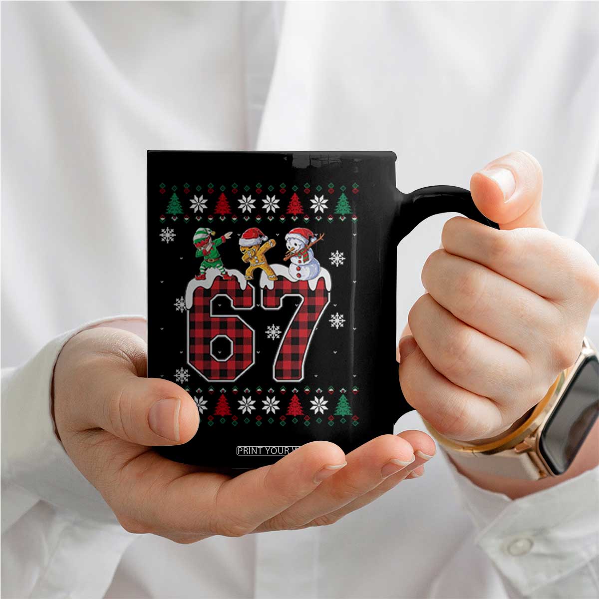 Funny Gen Z Alpha Ugly Xmas Gift Coffee Mug Gingerbread Snowman Elf Dabbing TS12 Print Your Wear