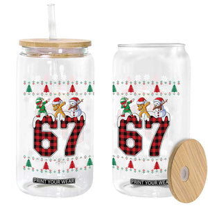 Funny Gen Z Alpha Ugly Xmas Gift Glass Can Gingerbread Snowman Elf Dabbing TS12 Print Your Wear