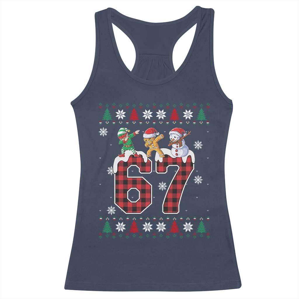 Funny Gen Z Alpha Ugly Xmas Gift Racerback Tank Top Gingerbread Snowman Elf Dabbing TS12 Navy Print Your Wear