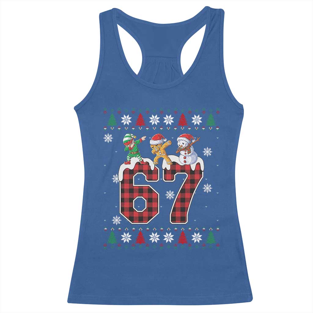 Funny Gen Z Alpha Ugly Xmas Gift Racerback Tank Top Gingerbread Snowman Elf Dabbing TS12 Royal Blue Print Your Wear