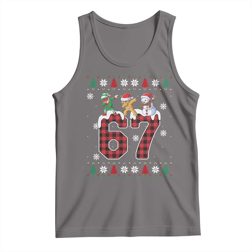 Funny Gen Z Alpha Ugly Xmas Gift Tank Top Gingerbread Snowman Elf Dabbing TS12 Deep Heather Print Your Wear