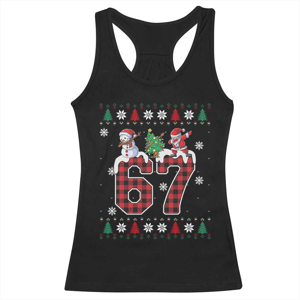 Six Seven Meme Snowman Santa Dab Racerback Tank Top Funny Christmas Ugly Sweater Gift TS12 Black Print Your Wear